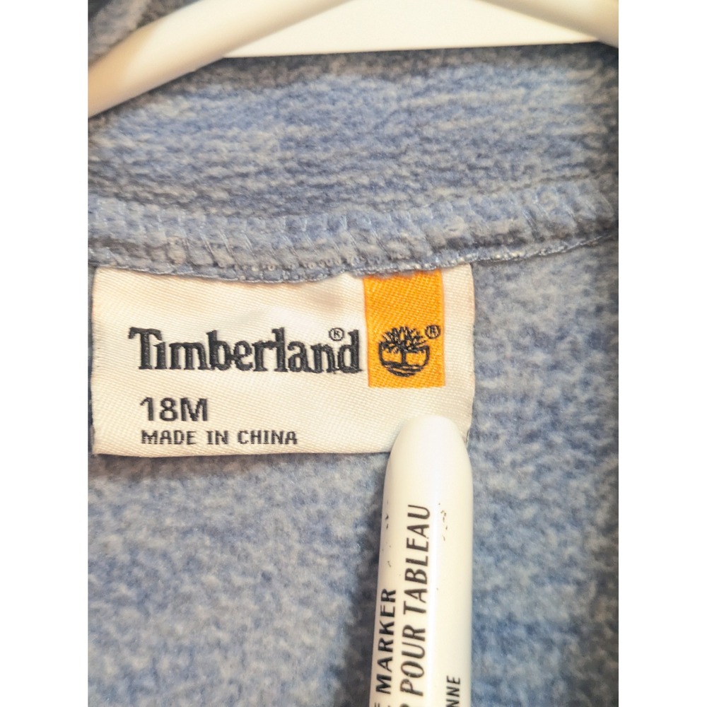 Timberland Baby Boys 18M Fleece Pullover Sweatshirt Blue Logo Pocket - Picture 5 of 8